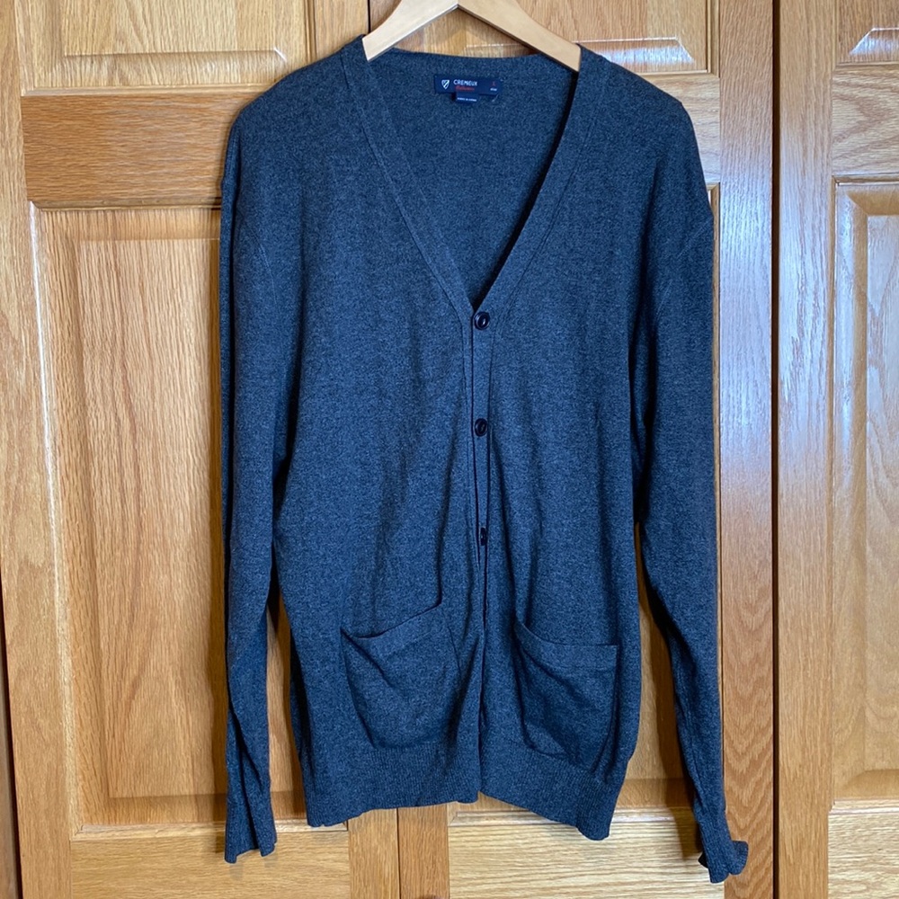 Daniel Cremieux gray button front gray cardigan size large